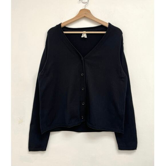 Pact Organic Cotton Fine Knit Ribbed Trim Classic V-Neck Boxy Cardigan - Medium - Picture 8 of 8